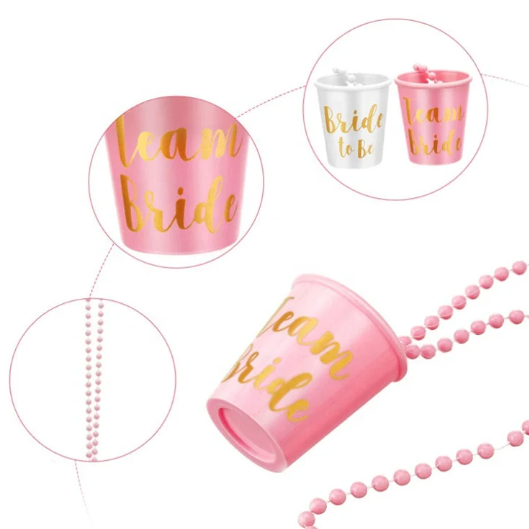 Team Bride/ Bride to Be Plastic Beaded Bridal Shot Glass