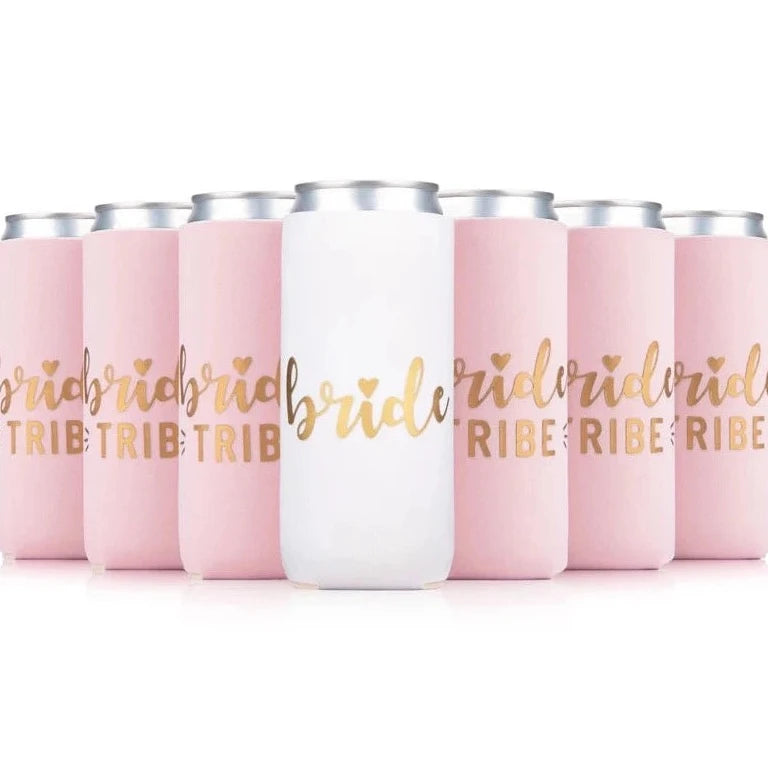 Bride Tribe Slim Can Koozies - 12 pack